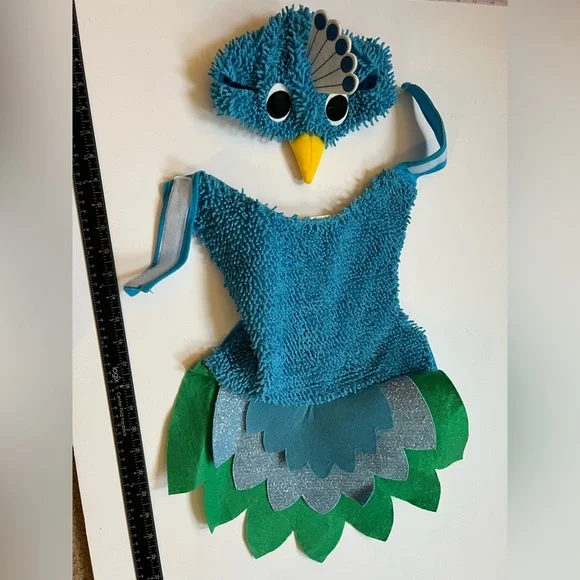 Halloween Dog Peacock Costume Blue Green Size M - Picture 1 of 3